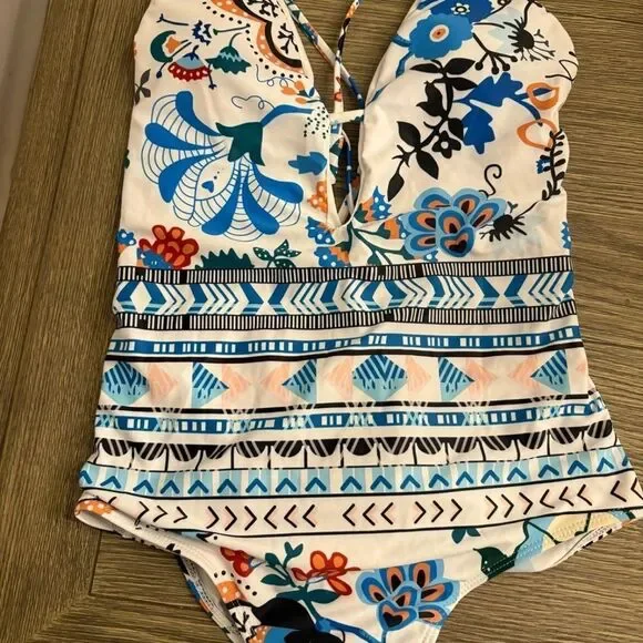 Boho Print Plunge One Piece Swimsuit - Picture 4 of 5